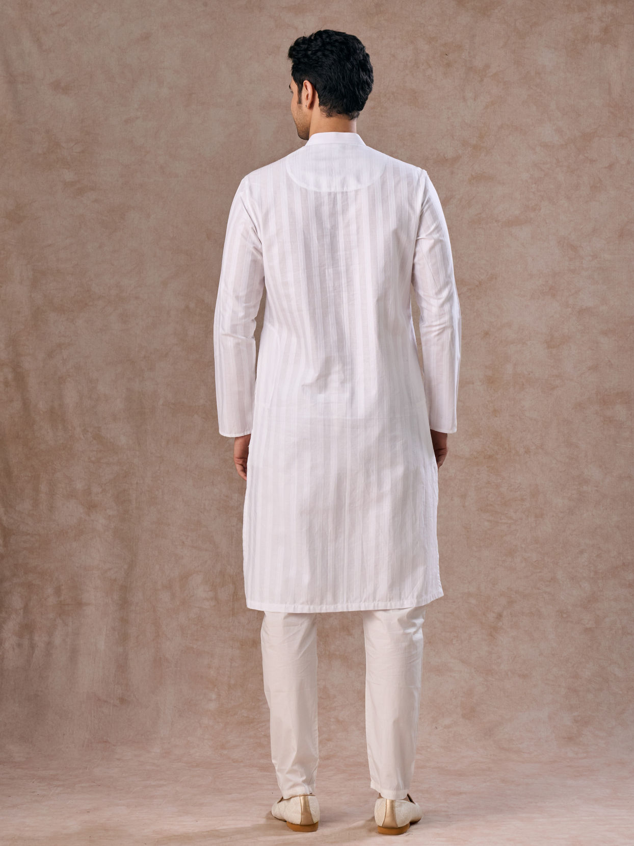 Manyavar Men White Elegance Cotton Kurta Pajama