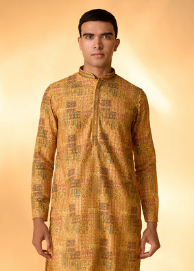 Manyavar Men Mustard Majesty Kurta Pajama