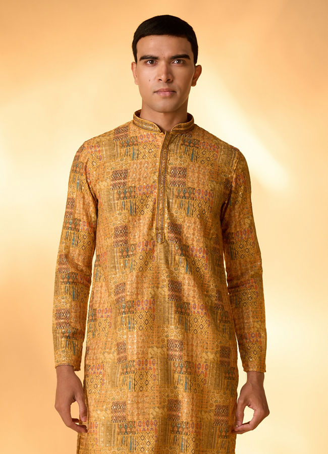 Manyavar Men Mustard Majesty Kurta Pajama