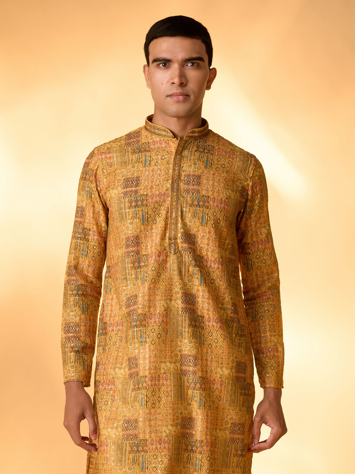 Manyavar Men Mustard Majesty Kurta Pajama