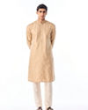 Manyavar Men Beige Silk Kurta Pajama