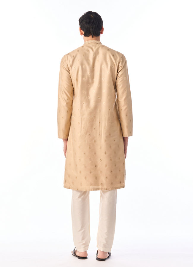 Manyavar Men Beige Silk Kurta Pajama