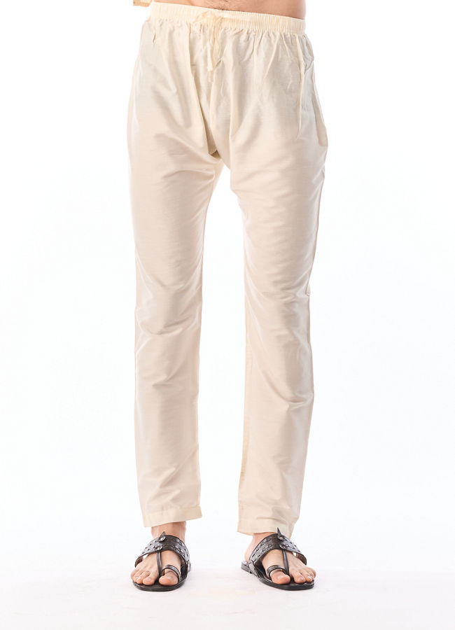 Manyavar Men Beige Silk Kurta Pajama
