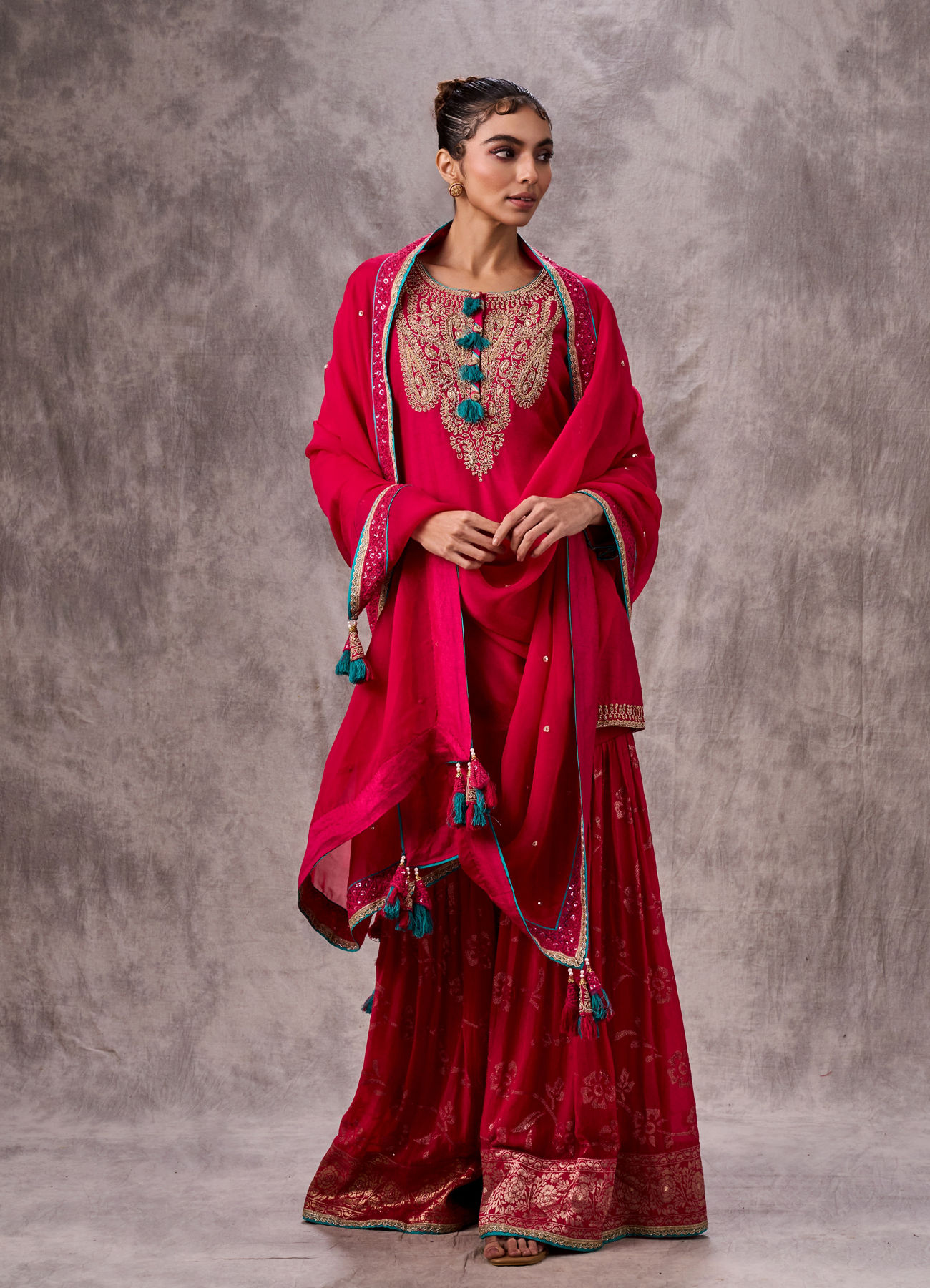 Twamev Women Royal Rani Art Silk Three-piece Stitched Suit