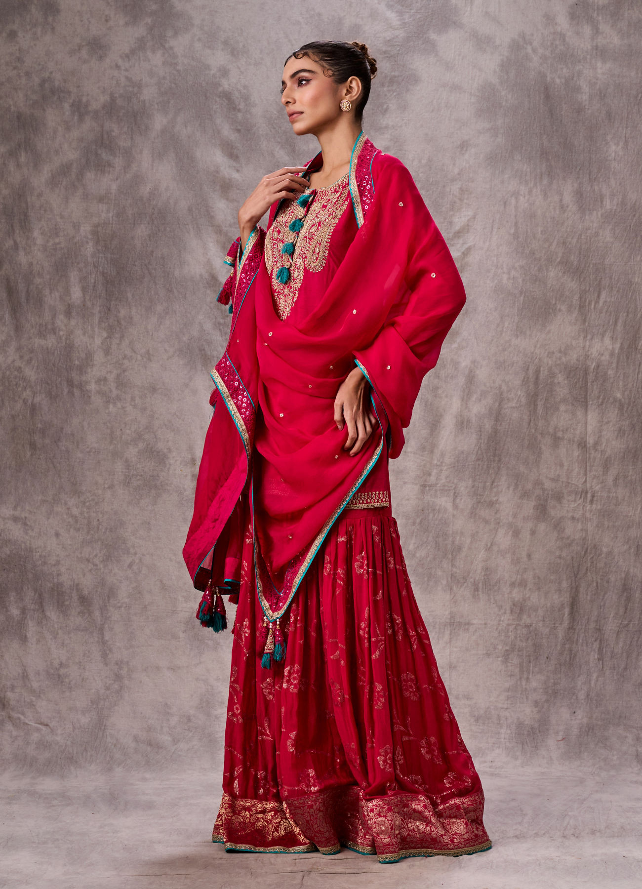 Twamev Women Royal Rani Art Silk Three-piece Stitched Suit