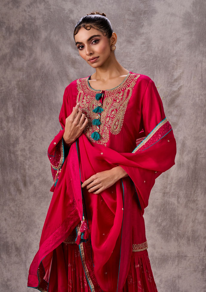 Twamev Women Royal Rani Art Silk Three-piece Stitched Suit