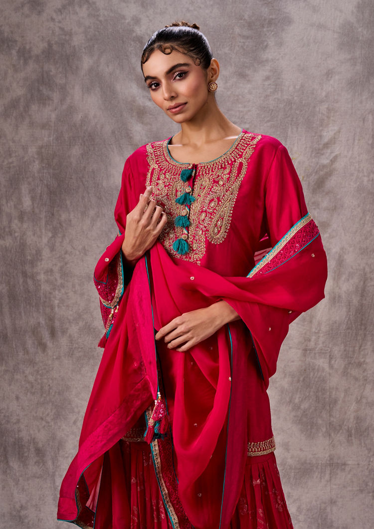 Twamev Women Royal Rani Art Silk Three-piece Stitched Suit