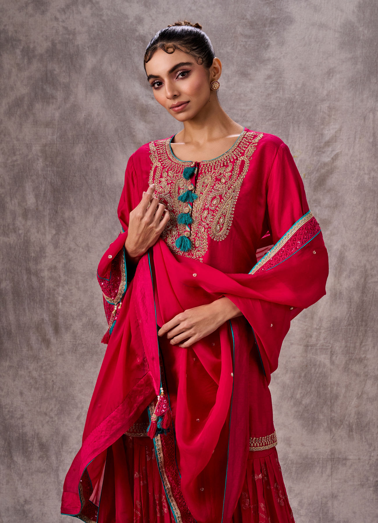 Twamev Women Royal Rani Art Silk Three-piece Stitched Suit