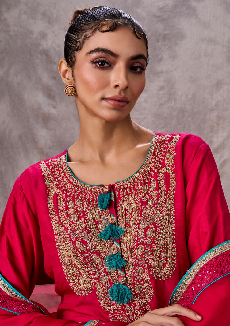 Twamev Women Royal Rani Art Silk Three-piece Stitched Suit