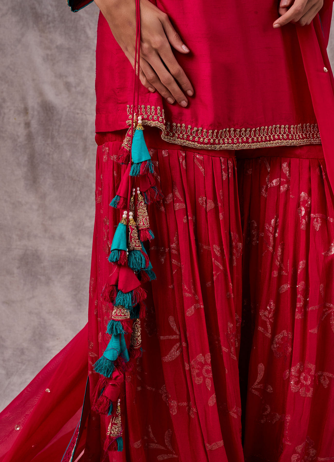 Twamev Women Royal Rani Art Silk Three-piece Stitched Suit