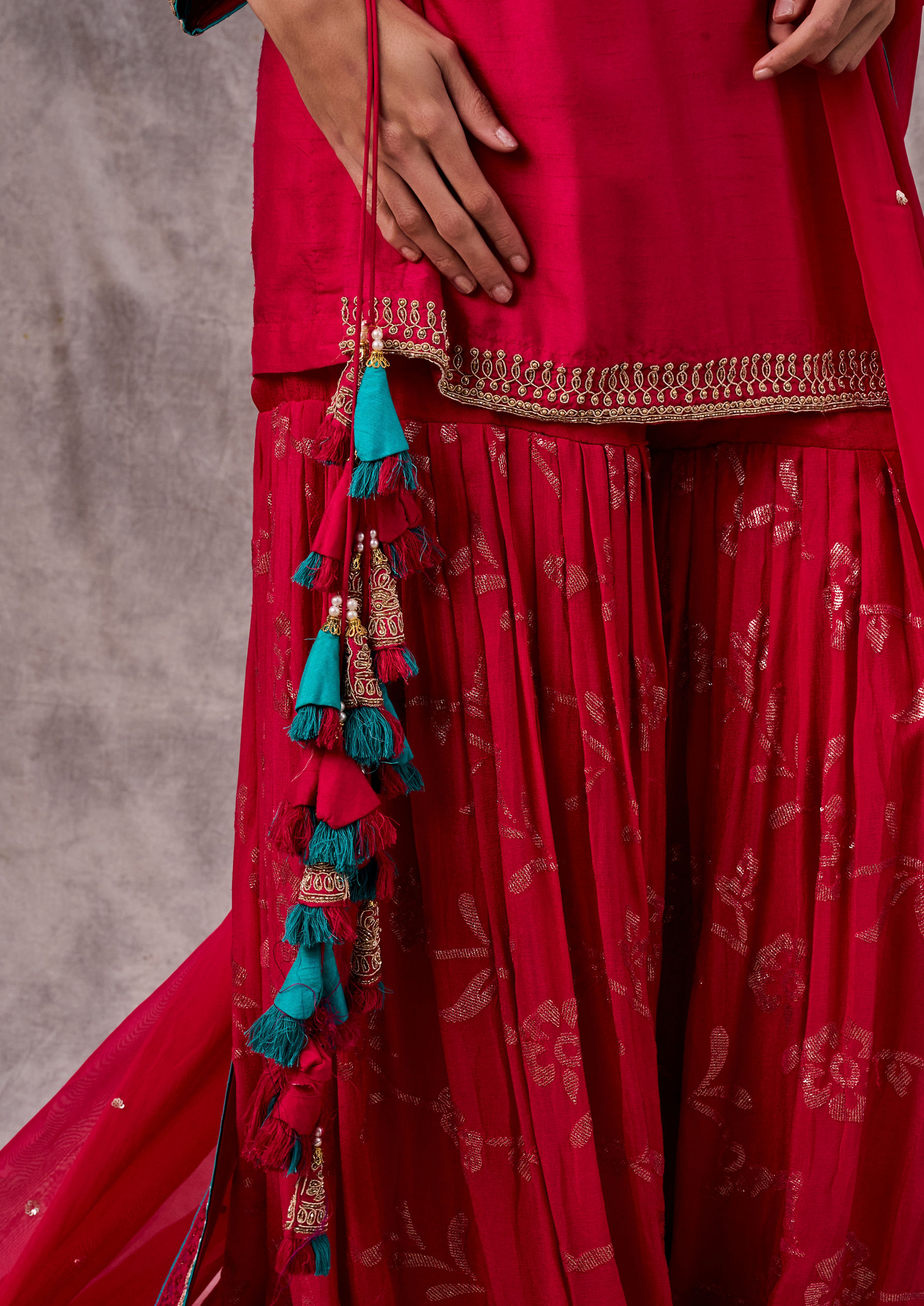 Twamev Women Royal Rani Art Silk Three-piece Stitched Suit