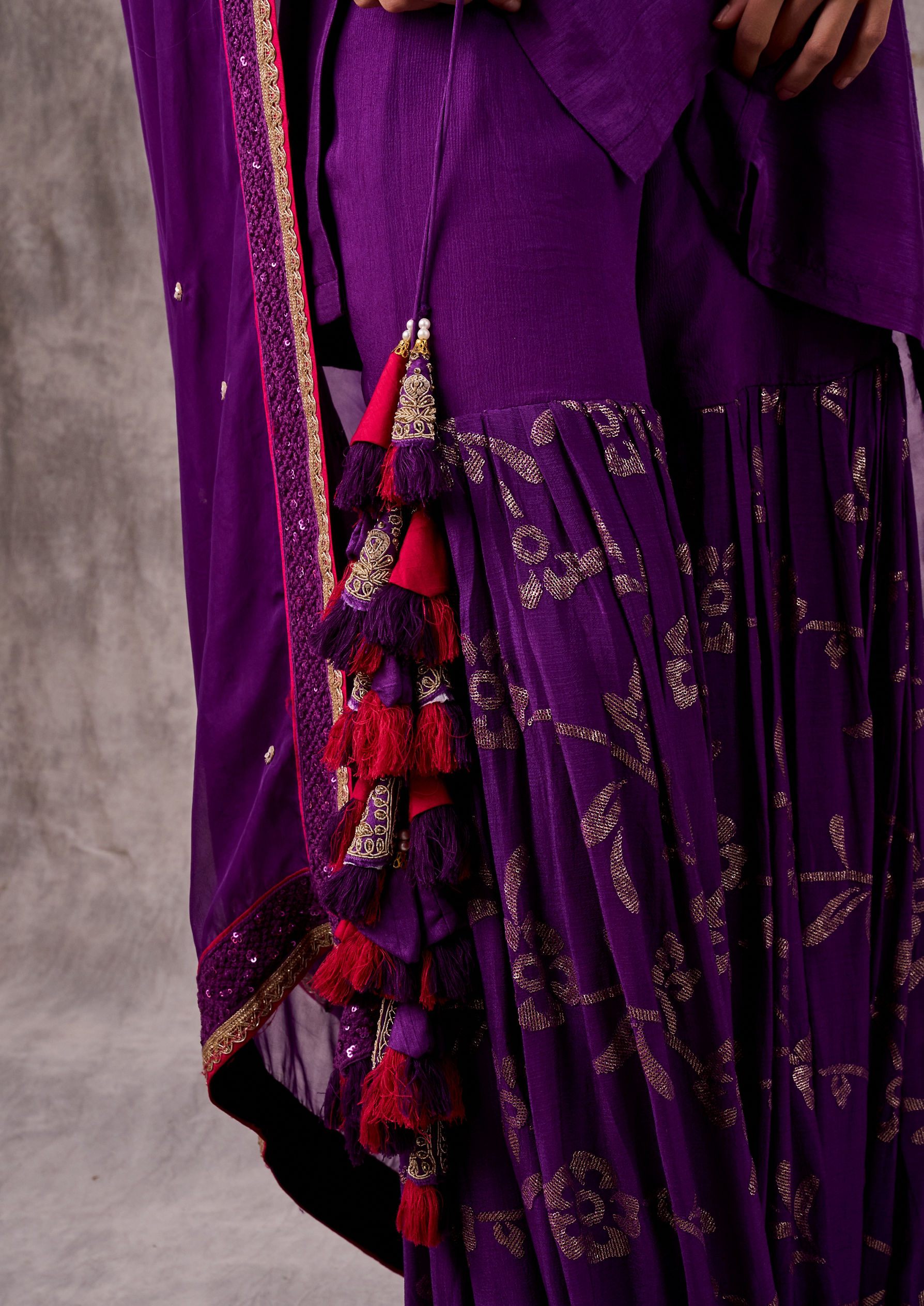 Twamev Women Dazzling Purple Stitched Suit