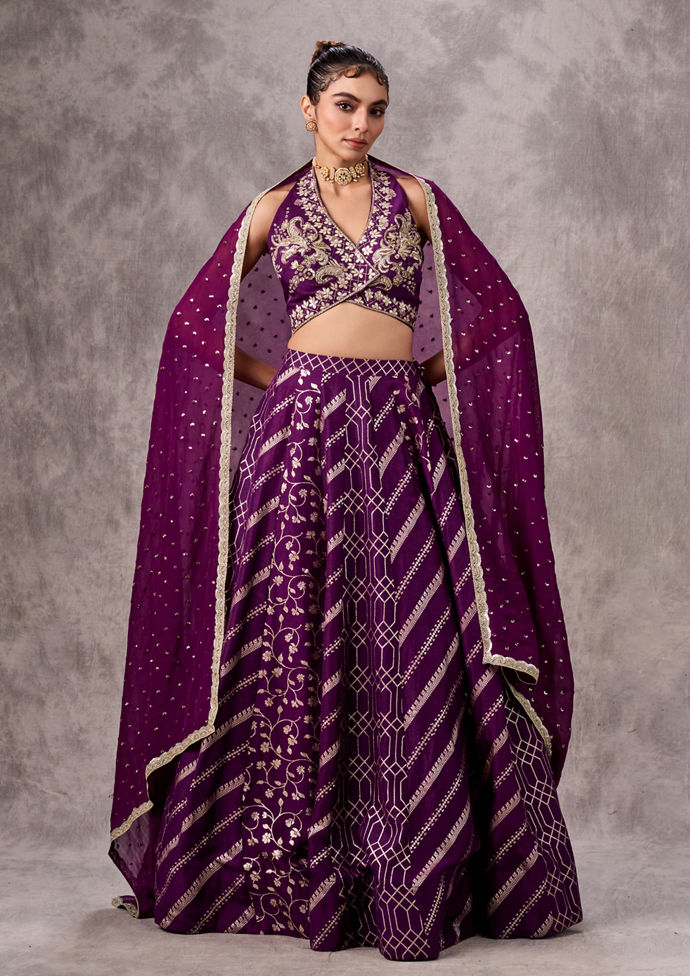 Twamev Women Purple Elegance Lehenga