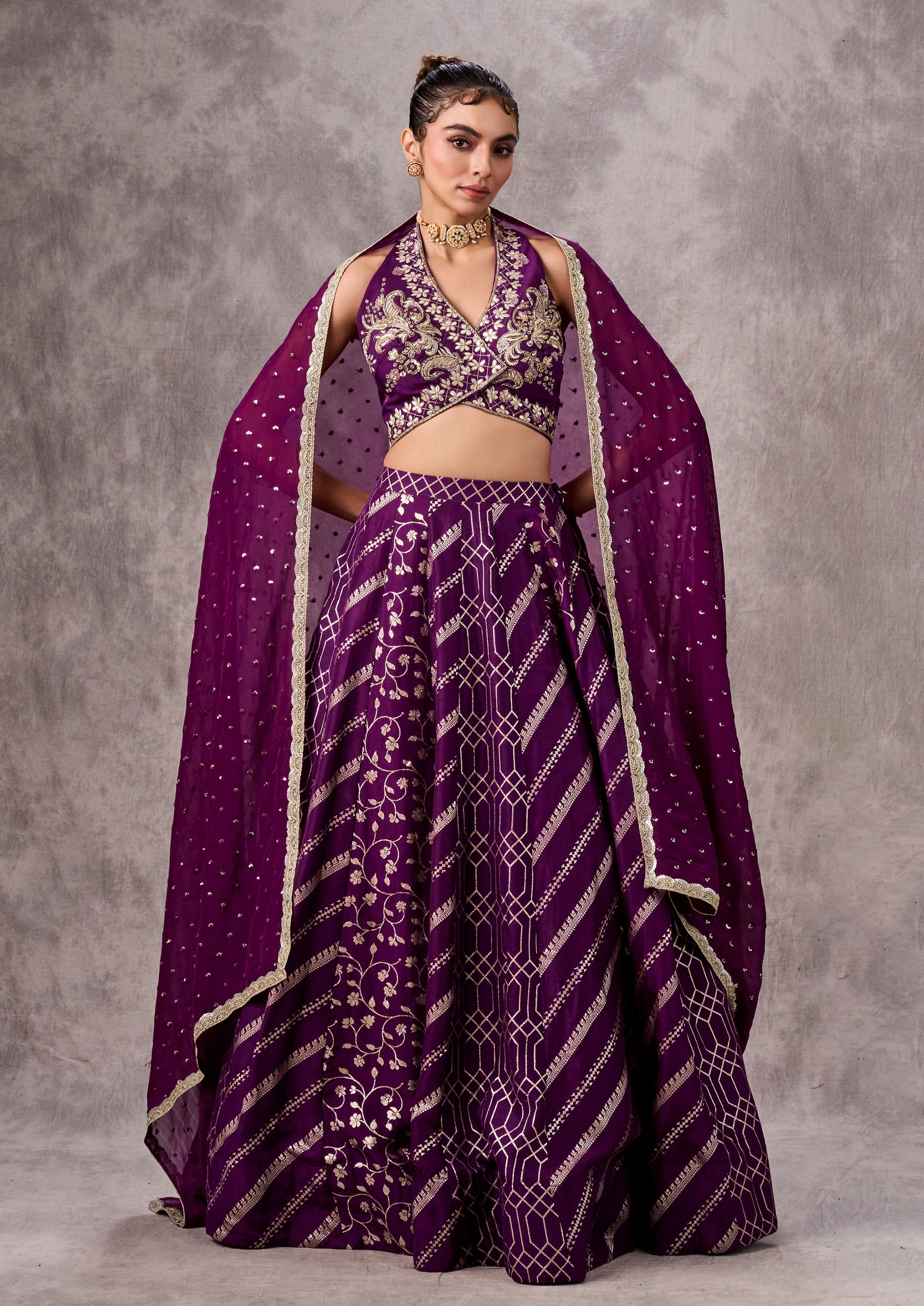 Twamev Women Purple Elegance Lehenga
