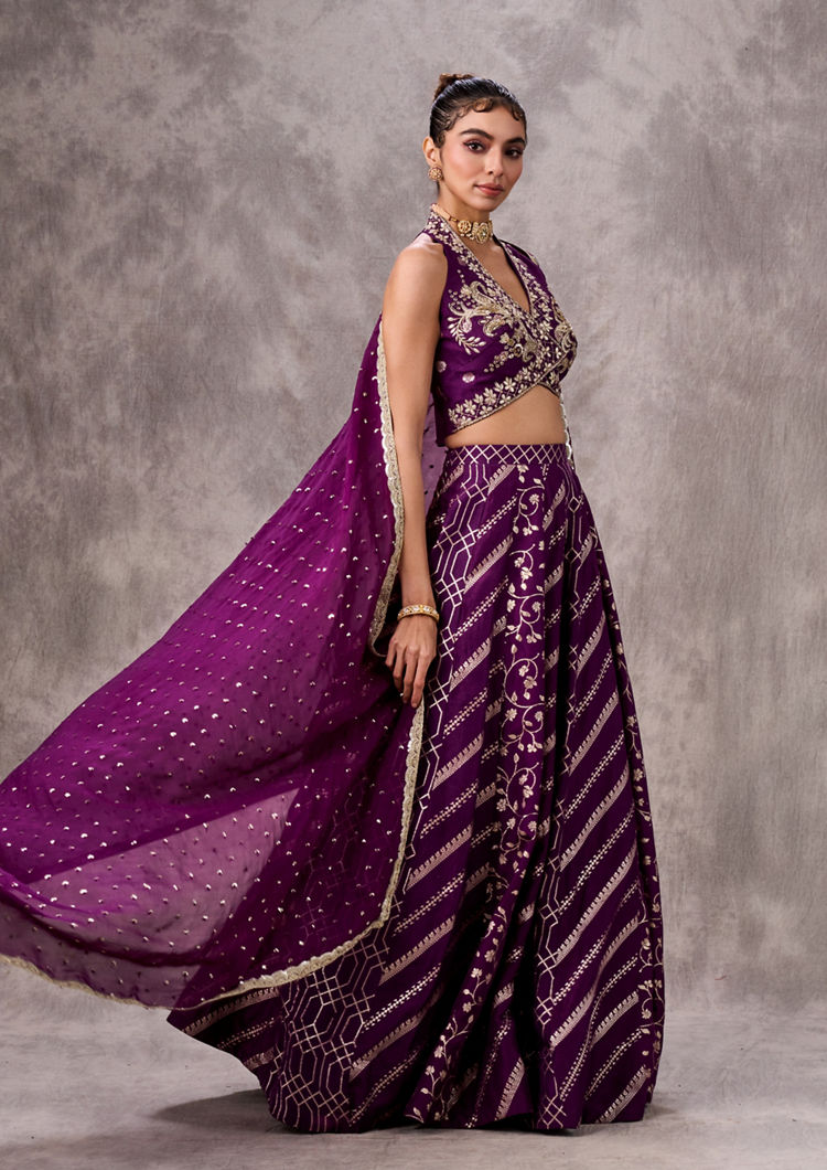 Twamev Women Purple Elegance Lehenga