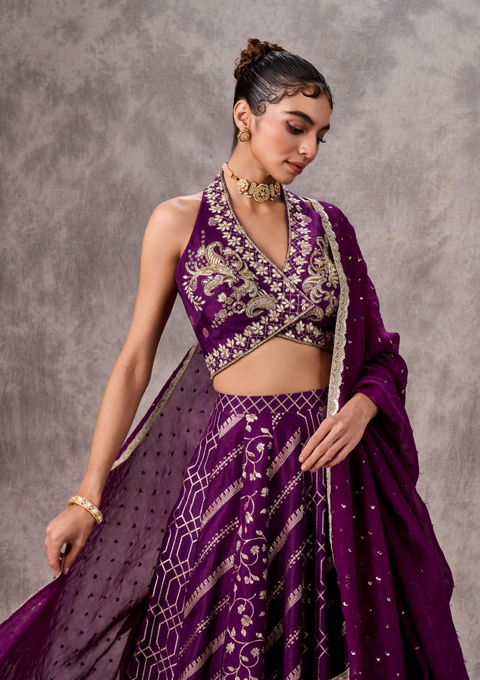 Twamev Women Purple Elegance Lehenga
