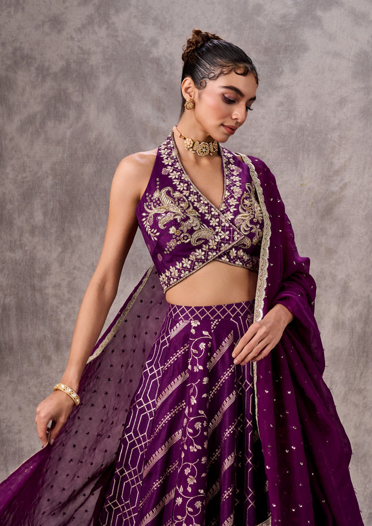 Twamev Women Purple Elegance Lehenga