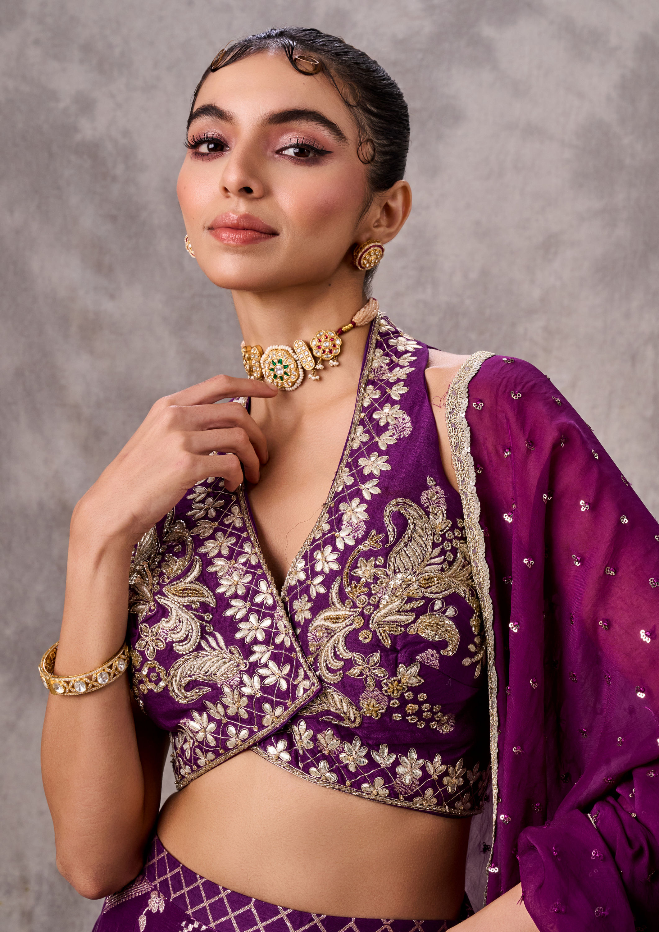 Twamev Women Purple Elegance Lehenga