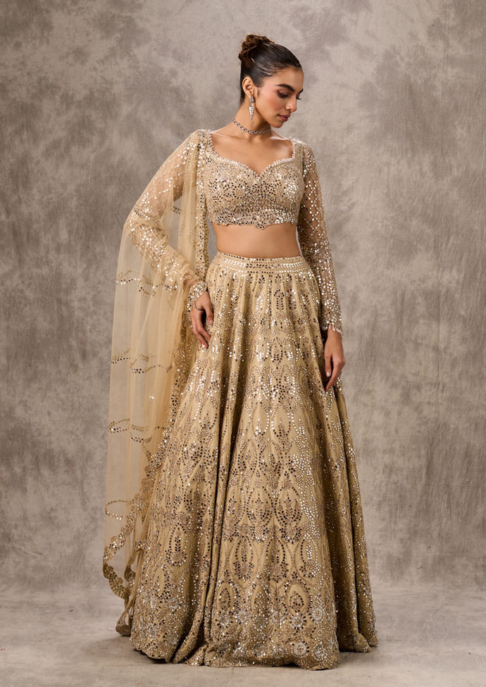 Twamev Women Radiant Beige Ensemble Lehenga