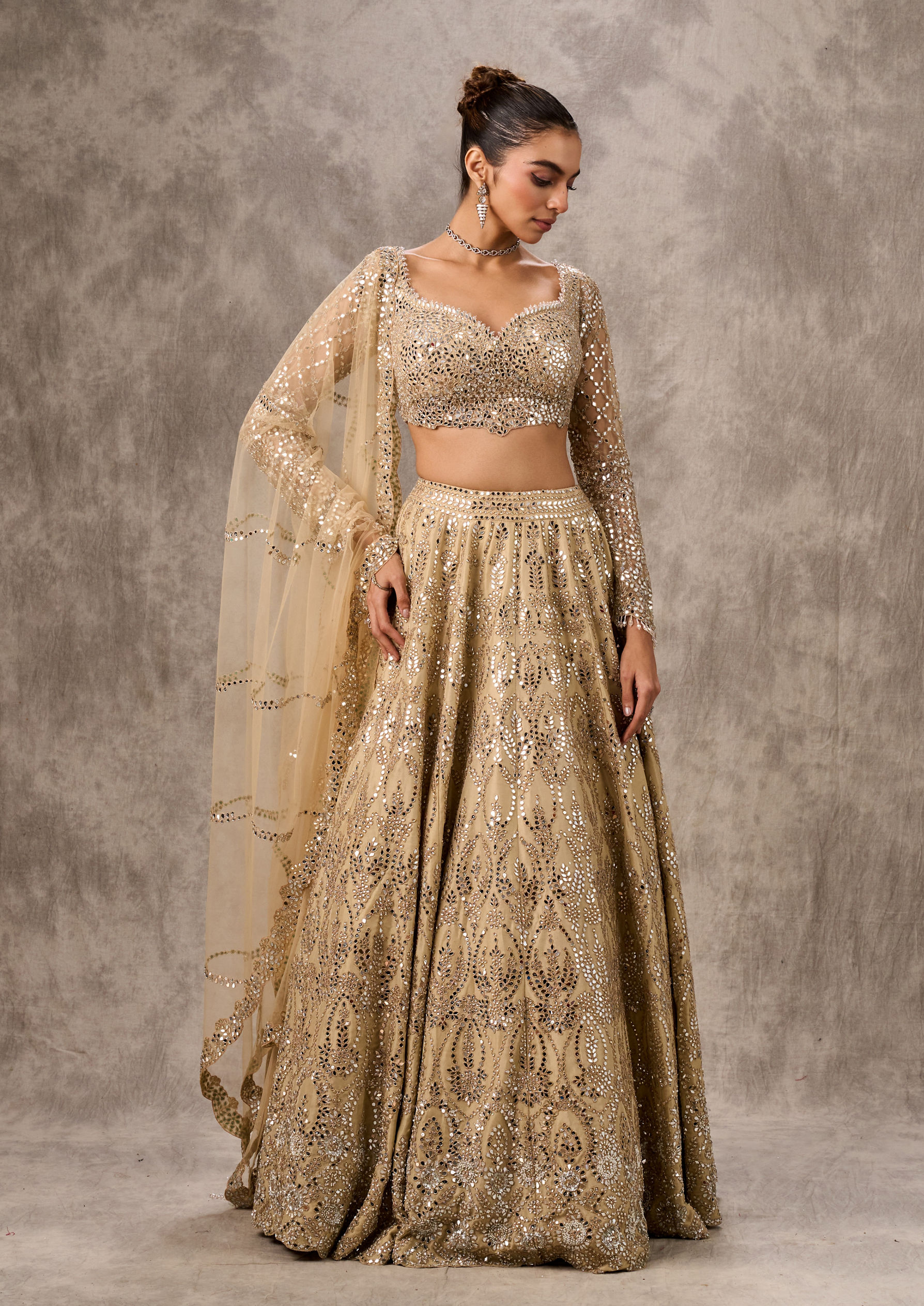 Twamev Women Radiant Beige Ensemble Lehenga
