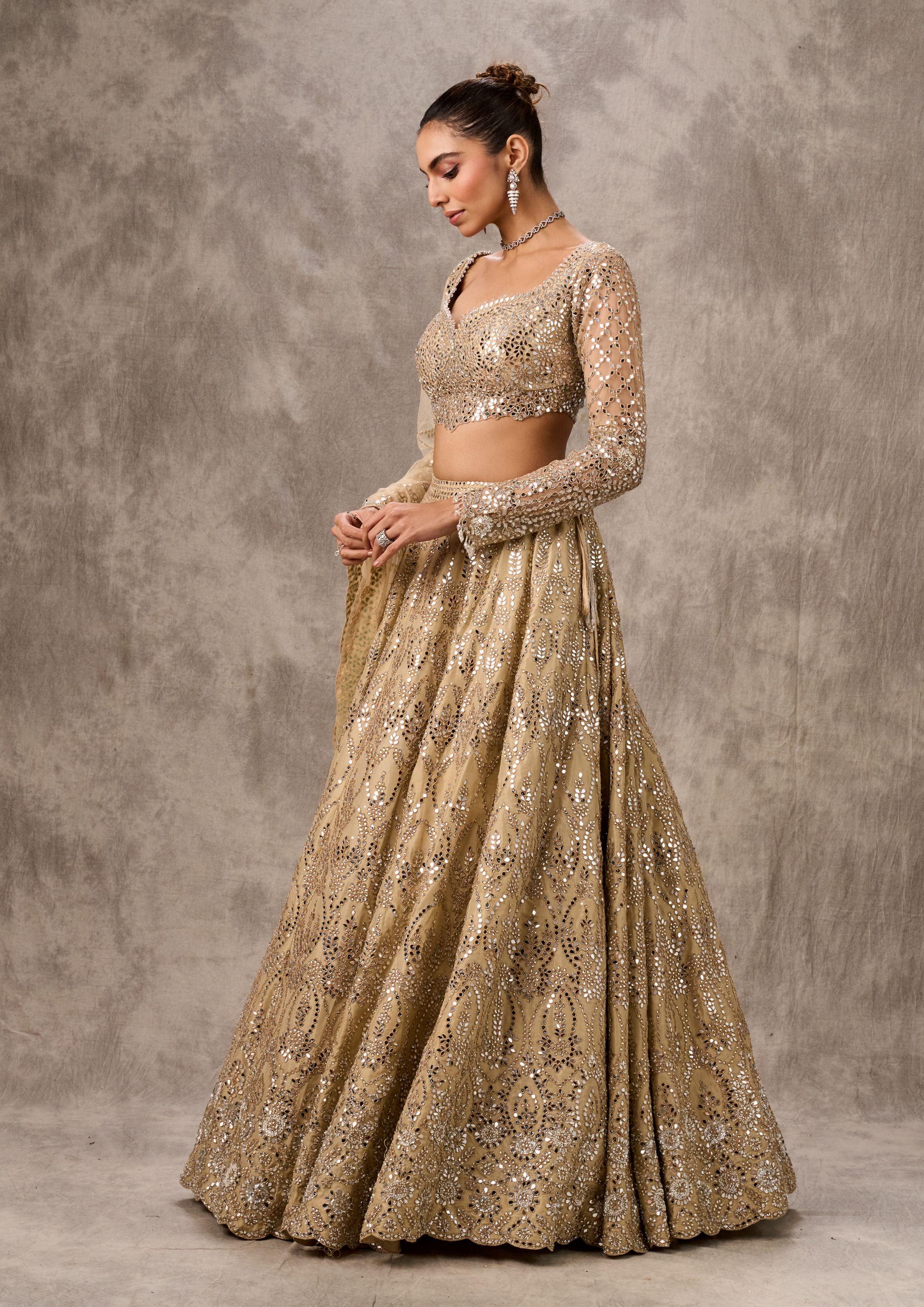 Twamev Women Radiant Beige Ensemble Lehenga