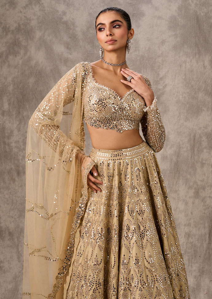 Twamev Women Radiant Beige Ensemble Lehenga